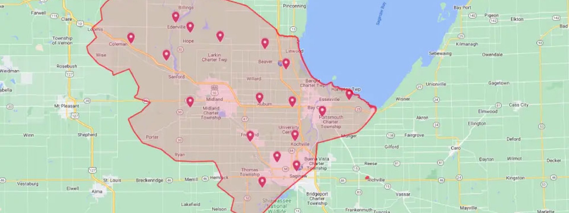 Map of service areas